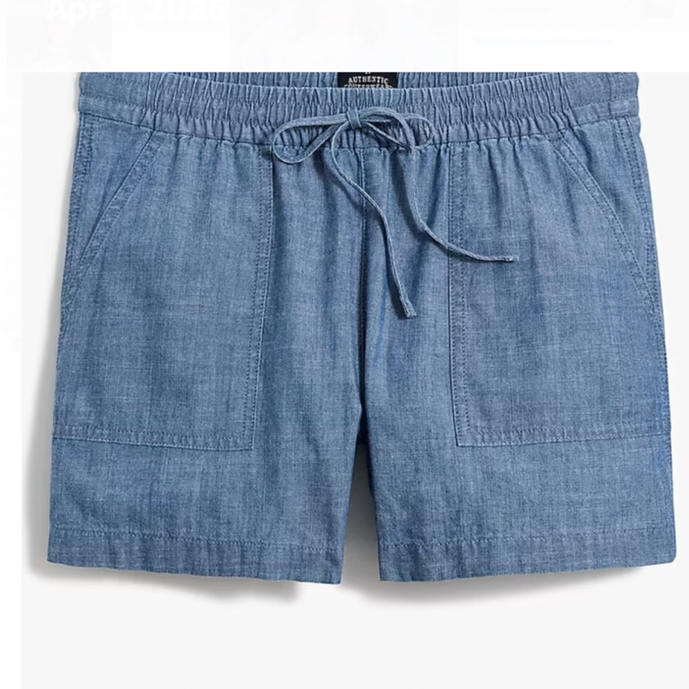 Cotton Drawstring Blue Chambray Shorts 3X J.Crew - Picture 3 of 7